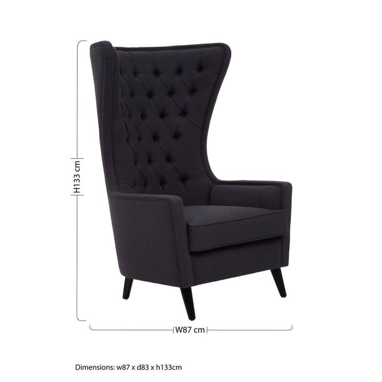 Cala Armchair - Tufted Highback - Black Fabric