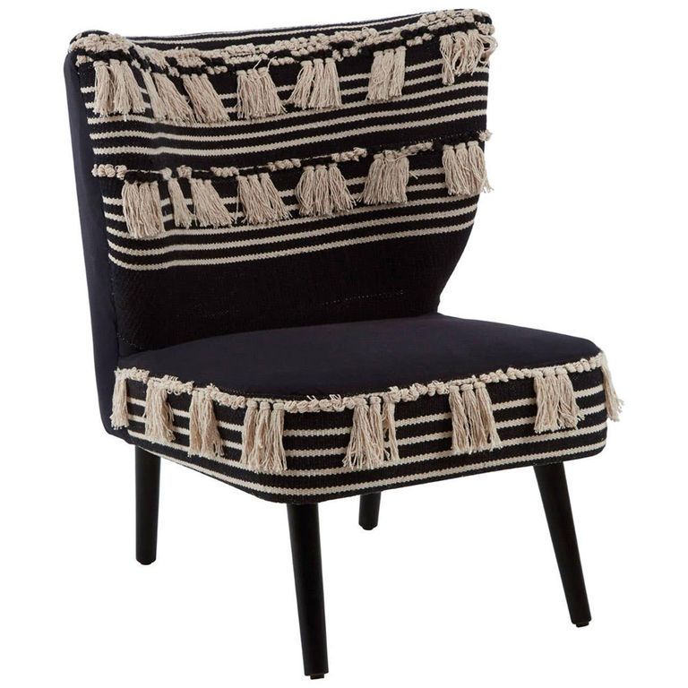 Cefena Moroccan Chair - Black Fabric
