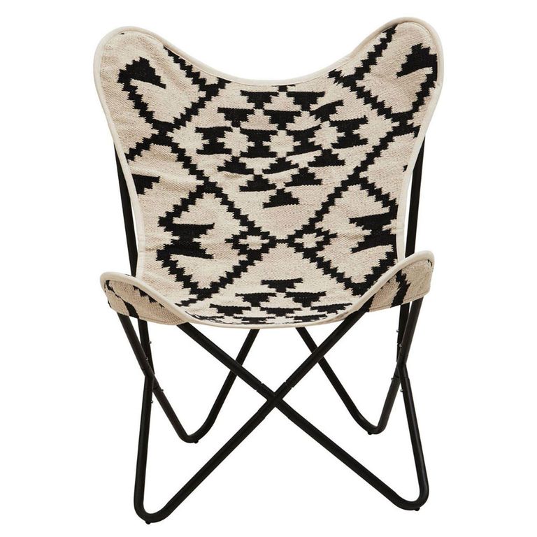 Cefena Butterfly Chair - Black and White Patterned Fabric