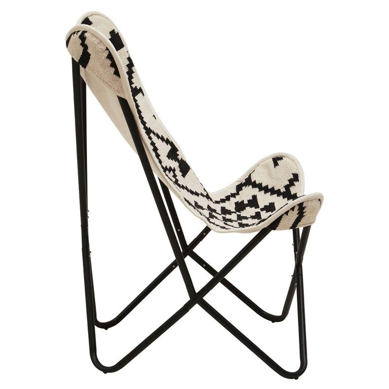 Cefena Butterfly Chair - Black and White Patterned Fabric
