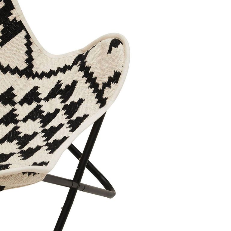 Cefena Butterfly Chair - Black and White Patterned Fabric