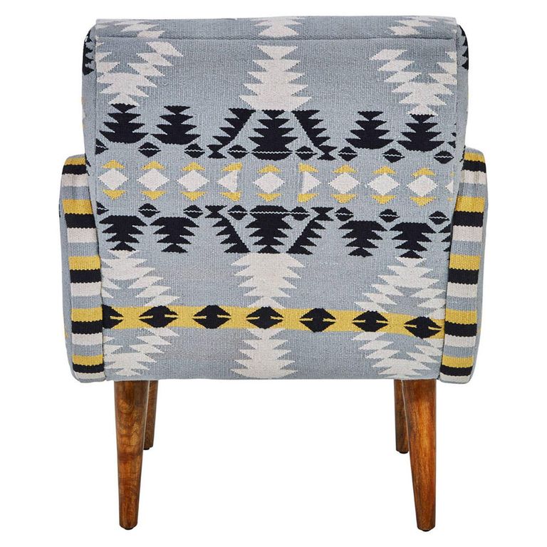 Cefena Armchair - Blue Fabric - Kilim Style