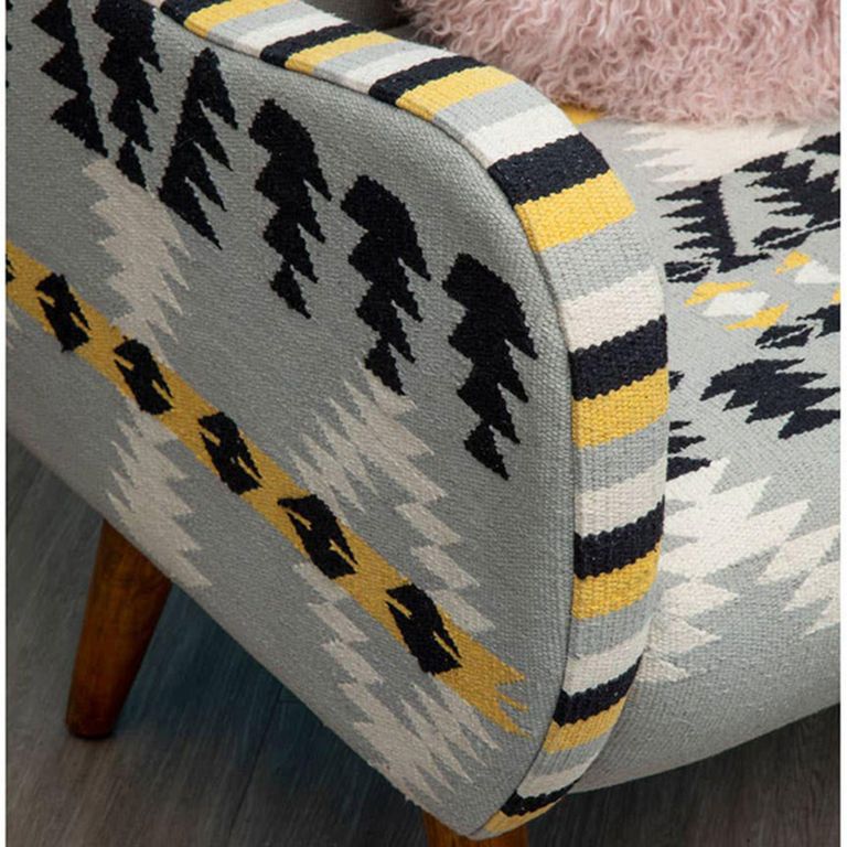 Cefena Armchair - Blue Fabric - Kilim Style