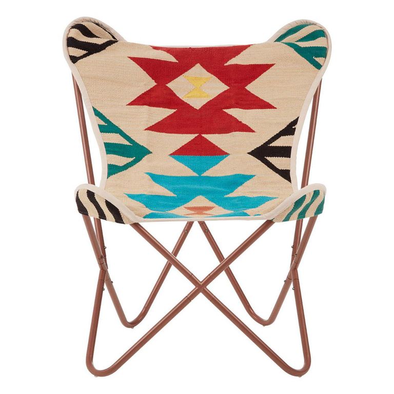 Cefena Butterfly Chair - Cream Fabric with Rose Gold