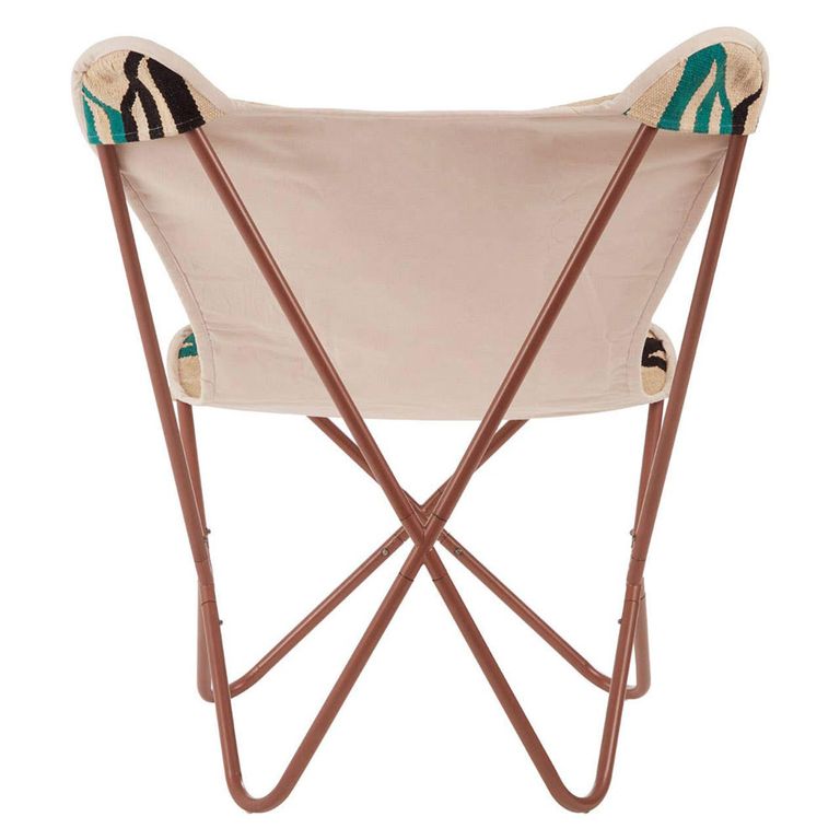 Cefena Butterfly Chair - Cream Fabric with Rose Gold