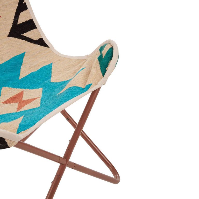 Cefena Butterfly Chair - Cream Fabric with Rose Gold