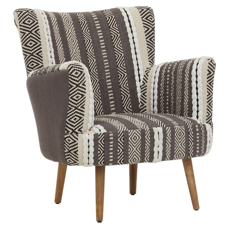 Cefena Armchair - Grey Fabric with Flared Arms