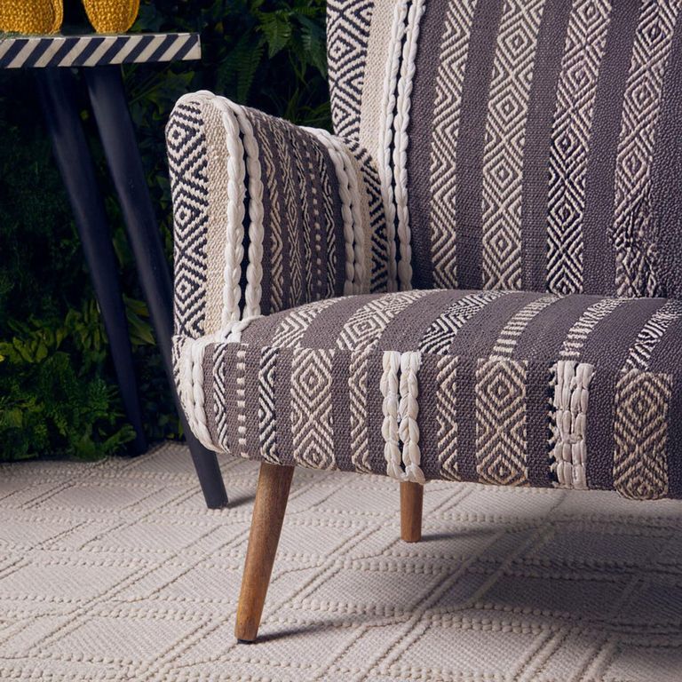 Cefena Armchair - Grey Fabric with Flared Arms