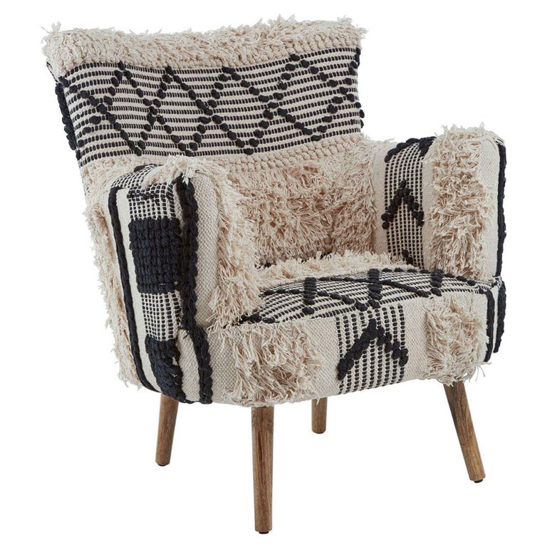 Cefena Armchair - White Fabric - Berber Style