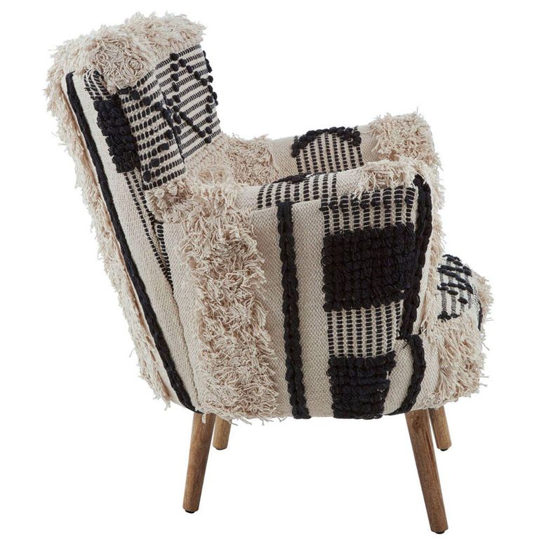 Cefena Armchair - White Fabric - Berber Style