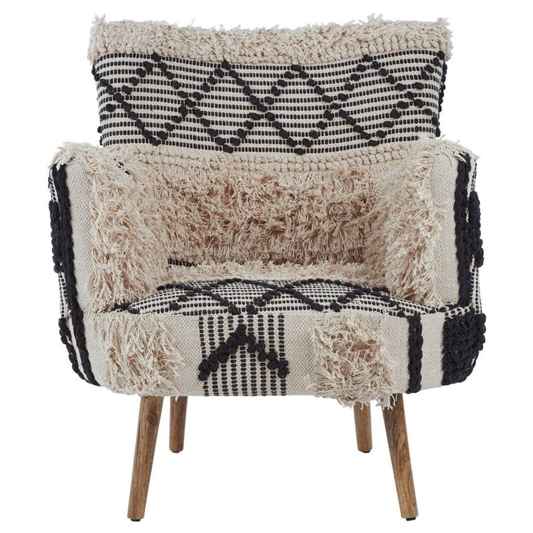 Cefena Armchair - White Fabric - Berber Style