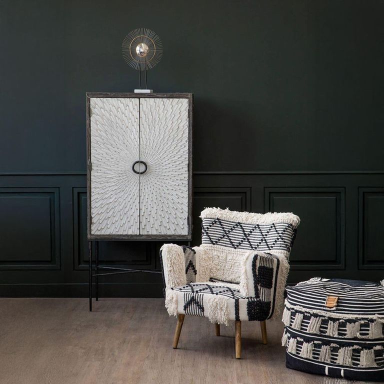 Cefena Armchair - White Fabric - Berber Style