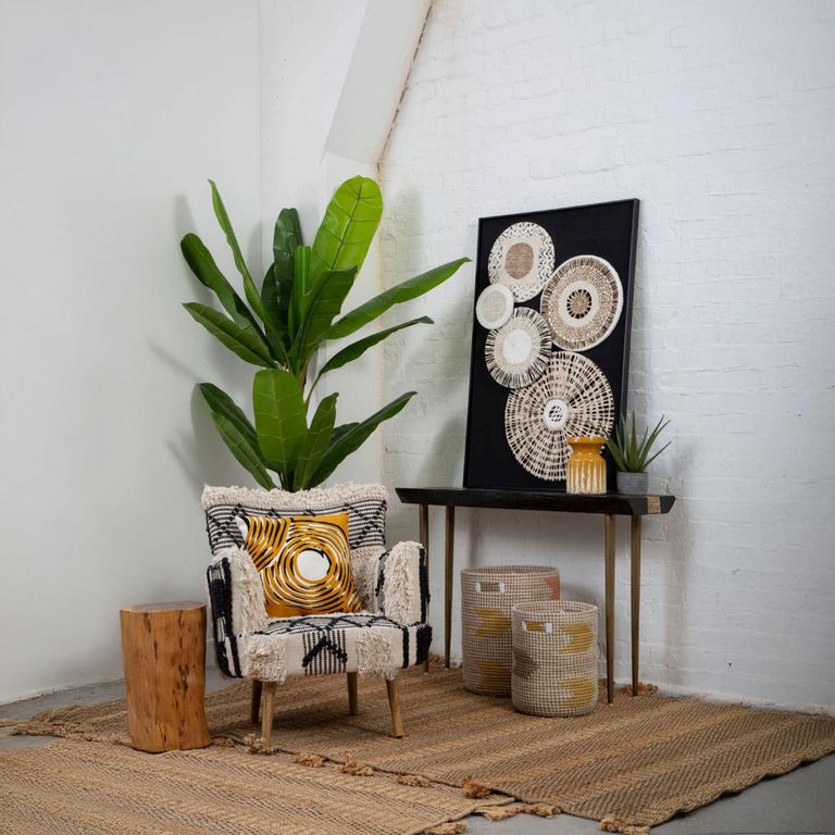 Cefena Armchair - White Fabric - Berber Style