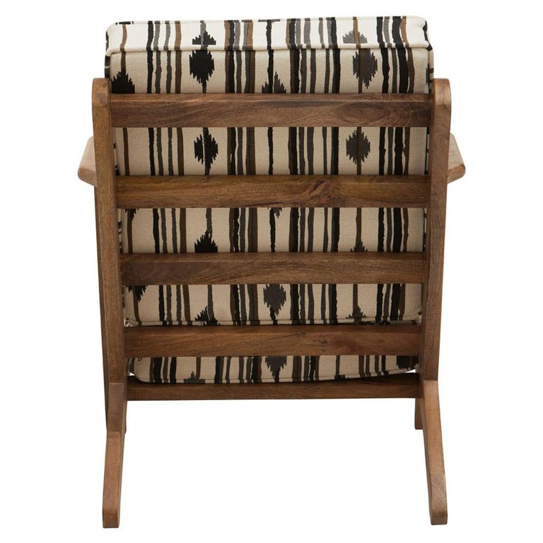 Cefena Armchair - White and Black Fabric with Angular Arms