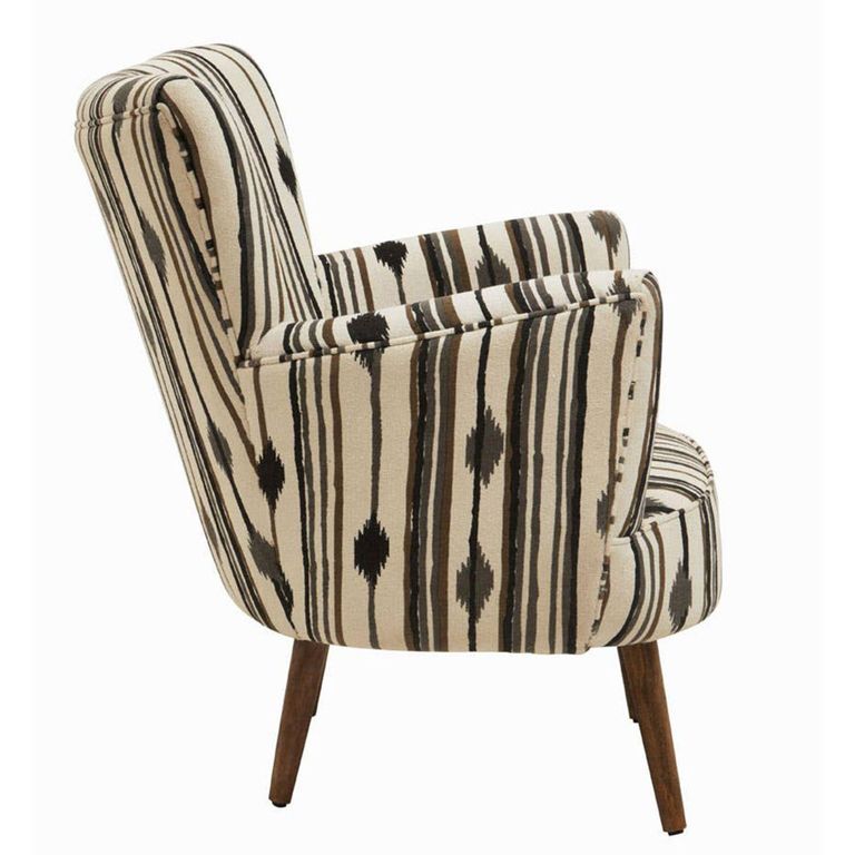 Cefena Armchair - White and Black Fabric with Flared Arms
