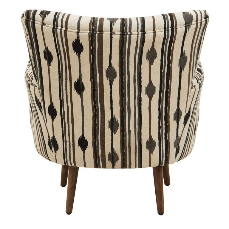 Cefena Armchair - White and Black Fabric with Flared Arms