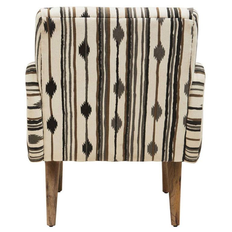 Cefena Armchair - White and Black Fabric with Straight Arms