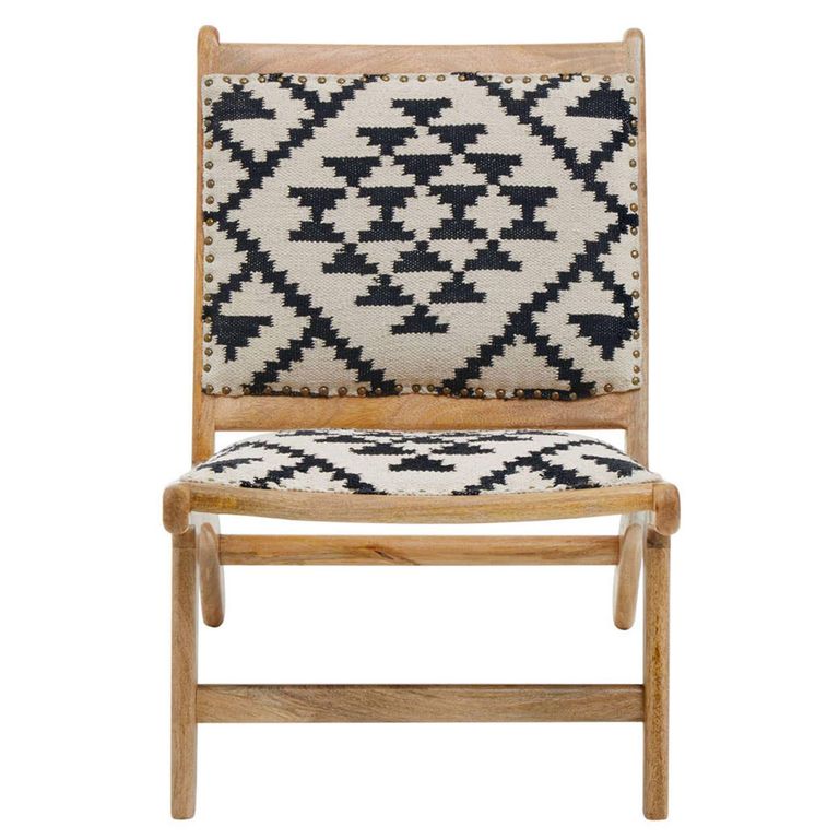 Cefena Chair - White and Black Fabric - Berber Style