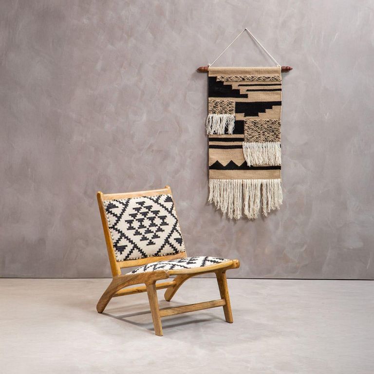 Cefena Chair - White and Black Fabric - Berber Style