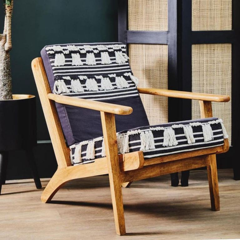 Cefena Lounge Chair - White and Black Fabric