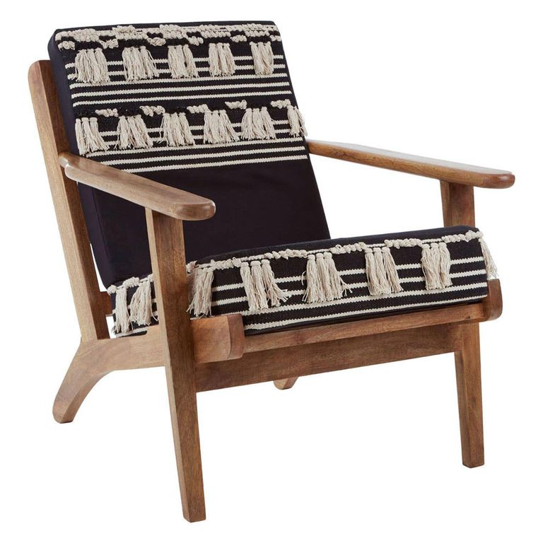 Cefena Lounge Chair - White and Black Fabric