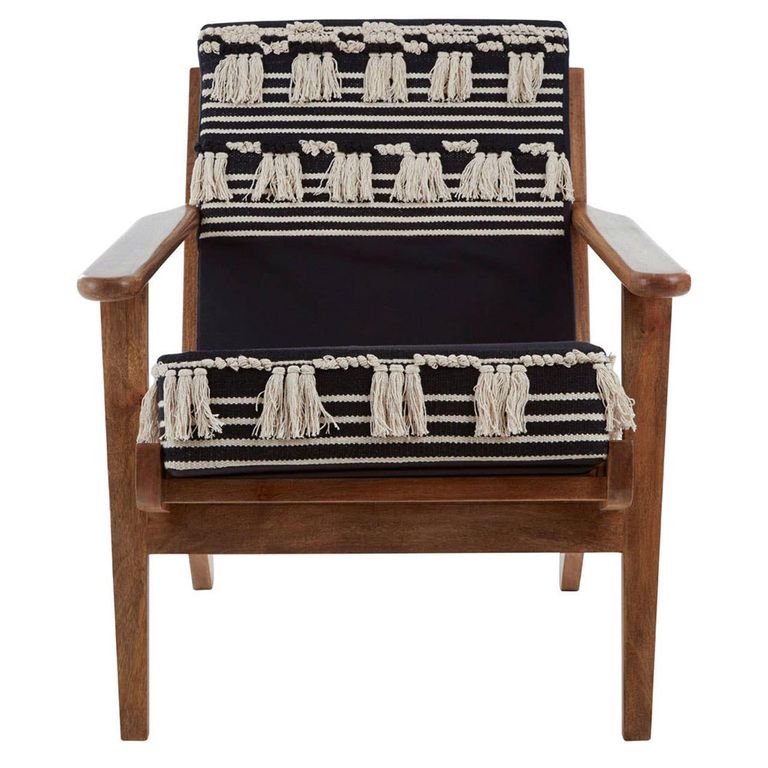 Cefena Lounge Chair - White and Black Fabric