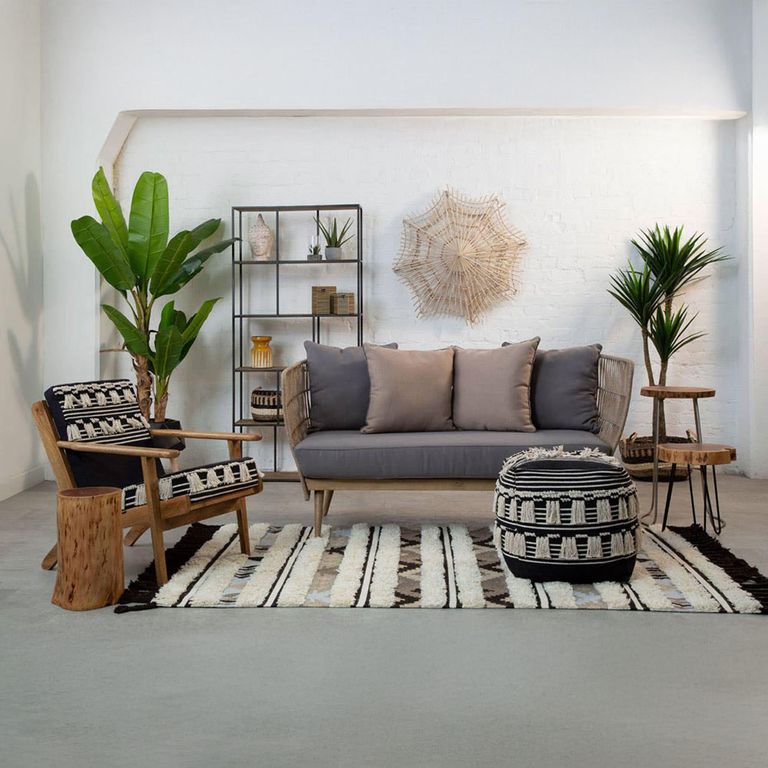 Cefena Lounge Chair - White and Black Fabric