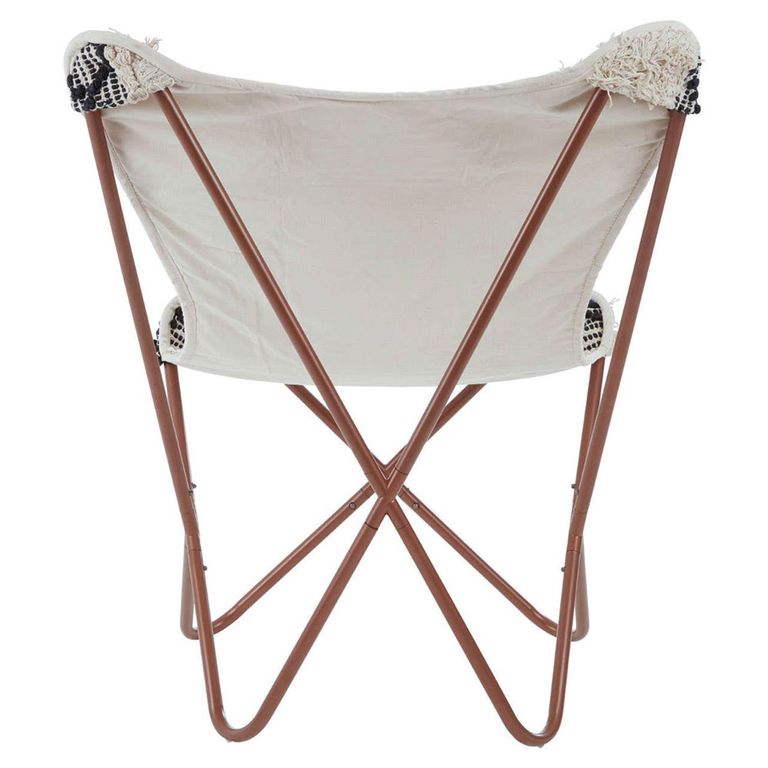 Cefena Butterfly Chair - White and Black Fabric with Rose Gold