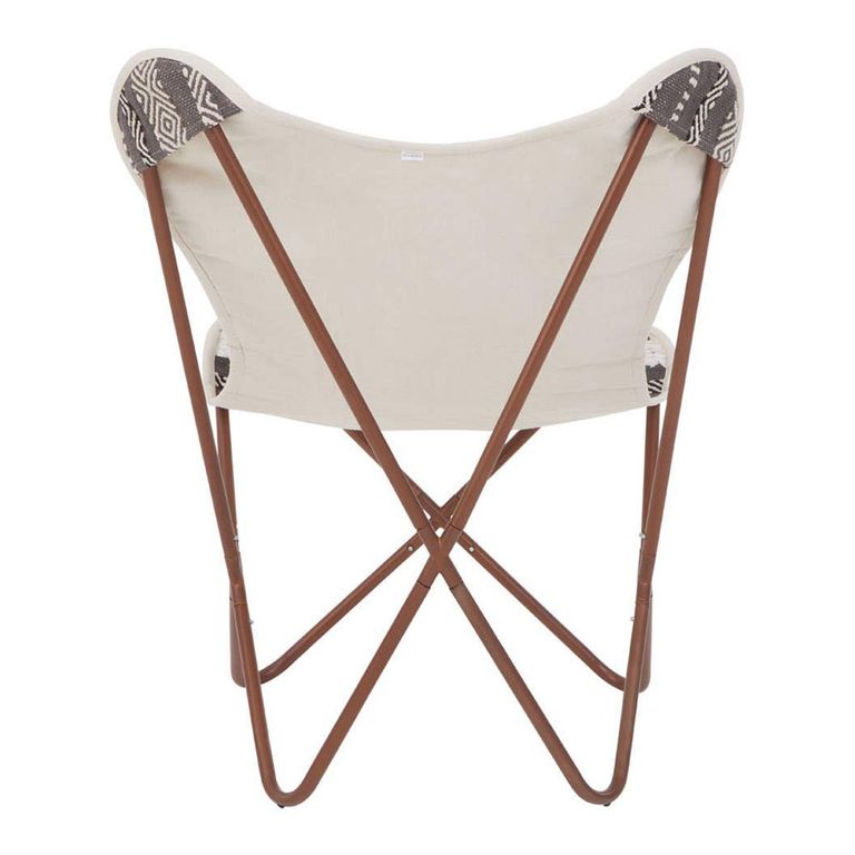 Cefena Butterfly Chair - White and Grey Fabric with Rose Gold
