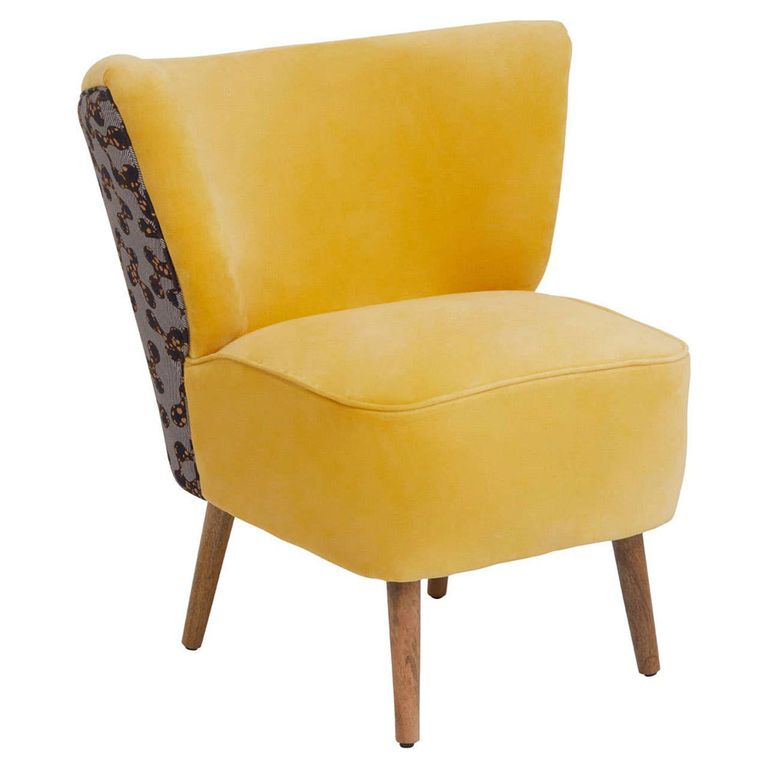Cefena Chair - Yellow Velvet Fabric