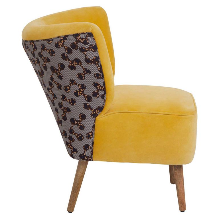 Cefena Chair - Yellow Velvet Fabric