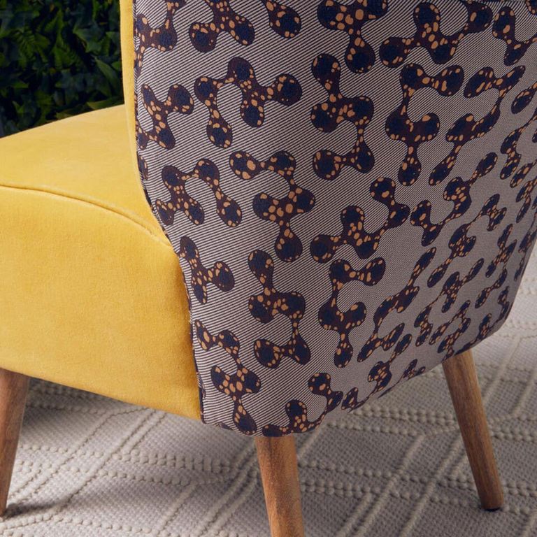 Cefena Chair - Yellow Velvet Fabric