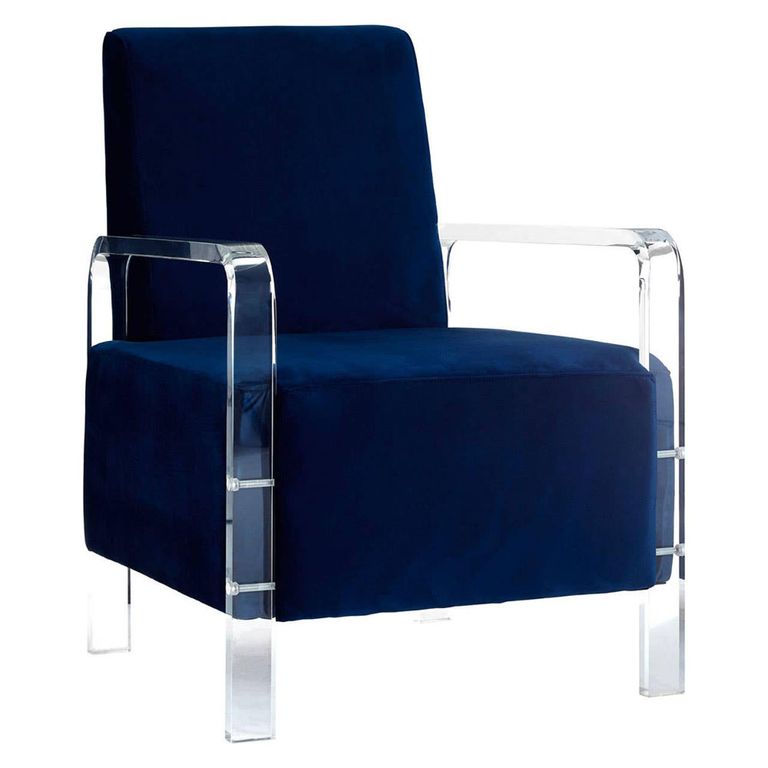 Clarence Accent Chair - Blue Velvet Fabric