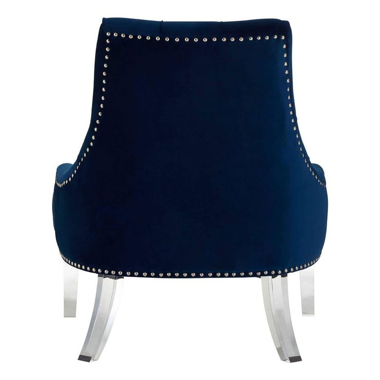 Clarence Chair - Blue Velvet Fabric - with Button Tufted Design