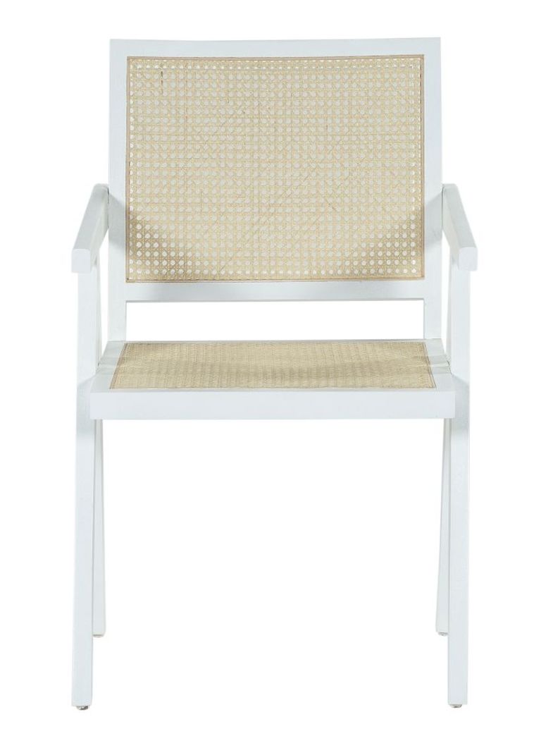Clearance - Jeanne Rattan Armchair, White Wooden Frame with Natural Cane Back - Brand New Item