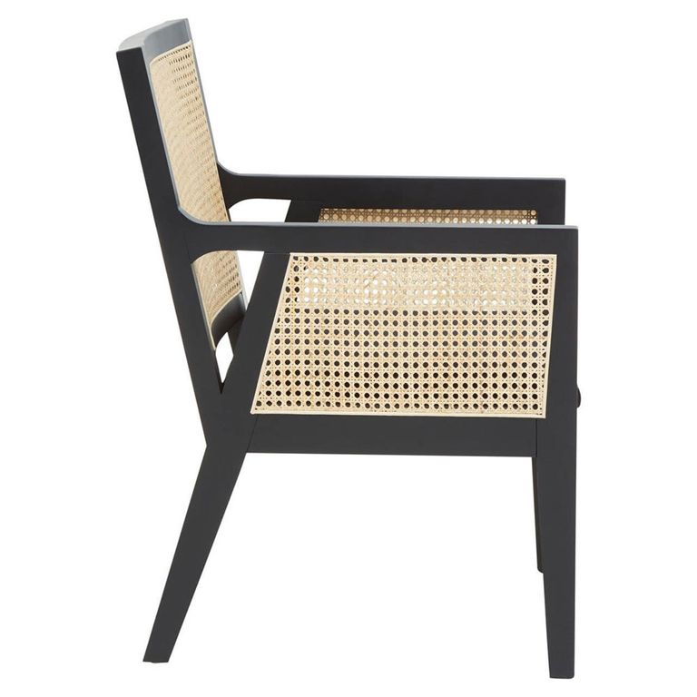 Corso Armchair - Black Wood and Rattan