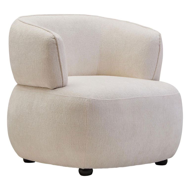 Dasha Chair - Curved - Ivory Chenille Fabric