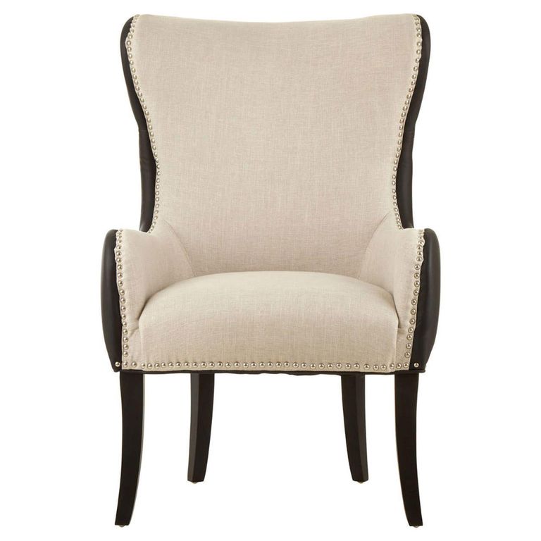 Doucet Chair - Beige Fabric with Black Faux Leather Back