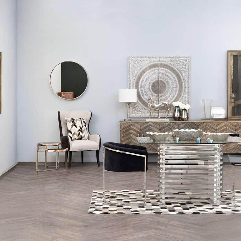 Doucet Chair - Beige Fabric with Black Faux Leather Back