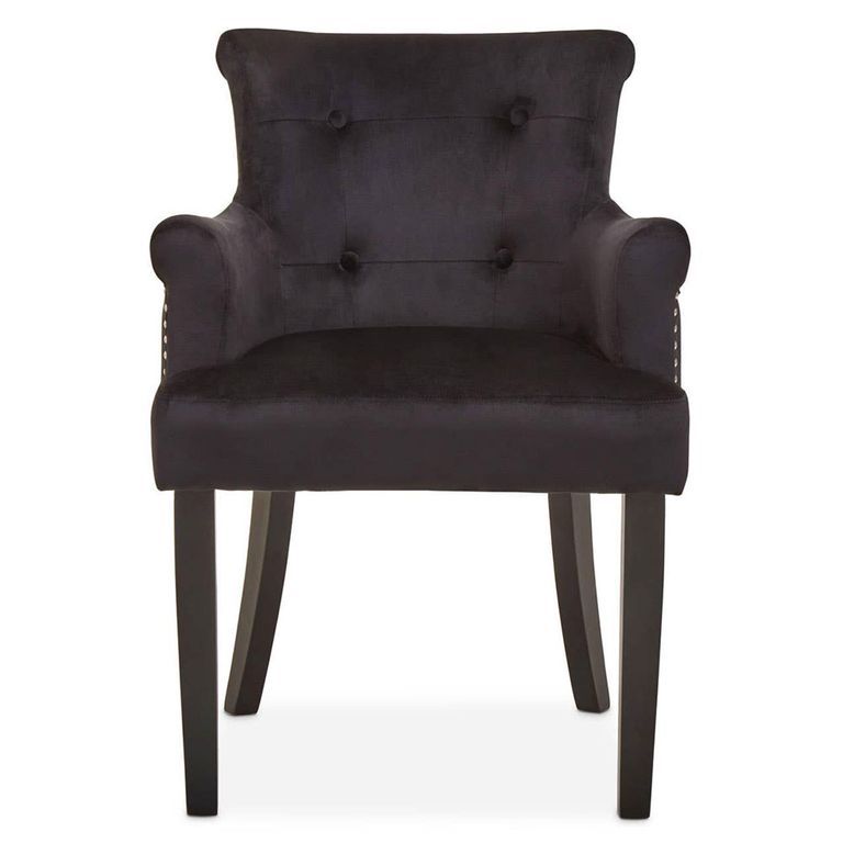 Doucet Chair - Black Velvet Fabric with Ring Back