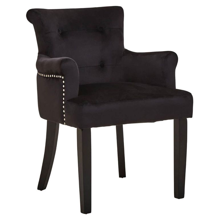 Doucet Chair - Black Velvet Fabric with Ring Back