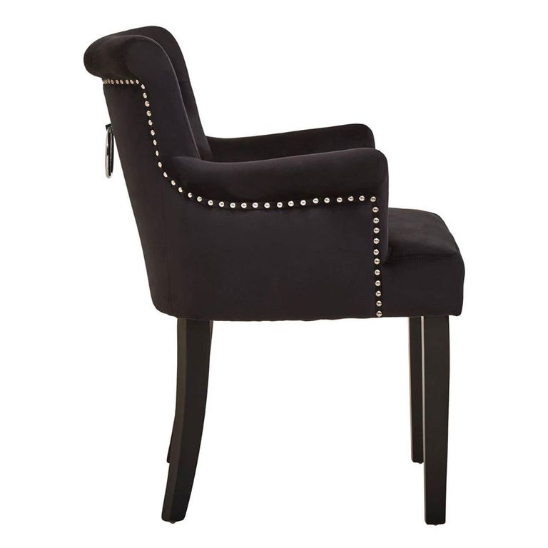 Doucet Chair - Black Velvet Fabric with Ring Back