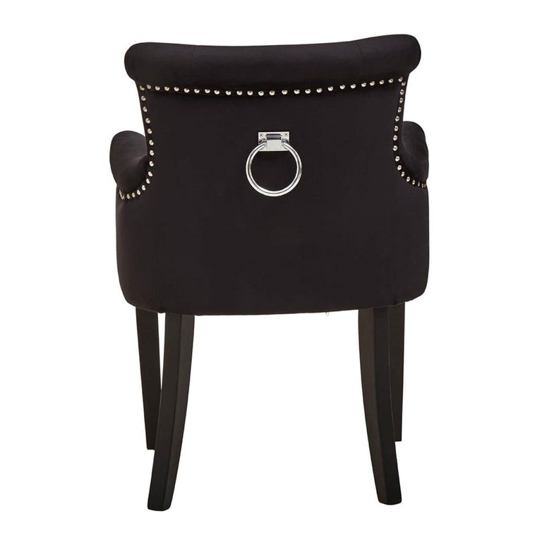 Doucet Chair - Black Velvet Fabric with Ring Back