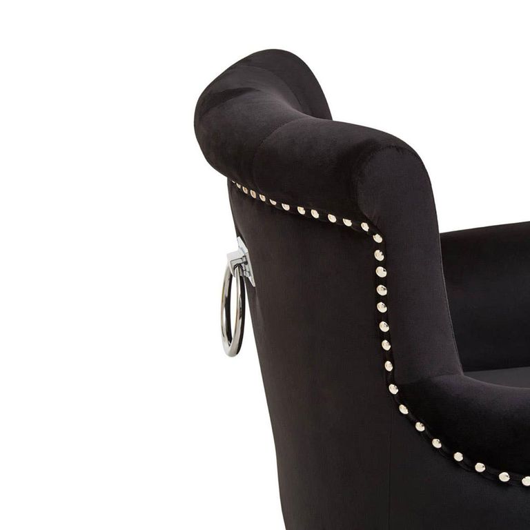 Doucet Chair - Black Velvet Fabric with Ring Back
