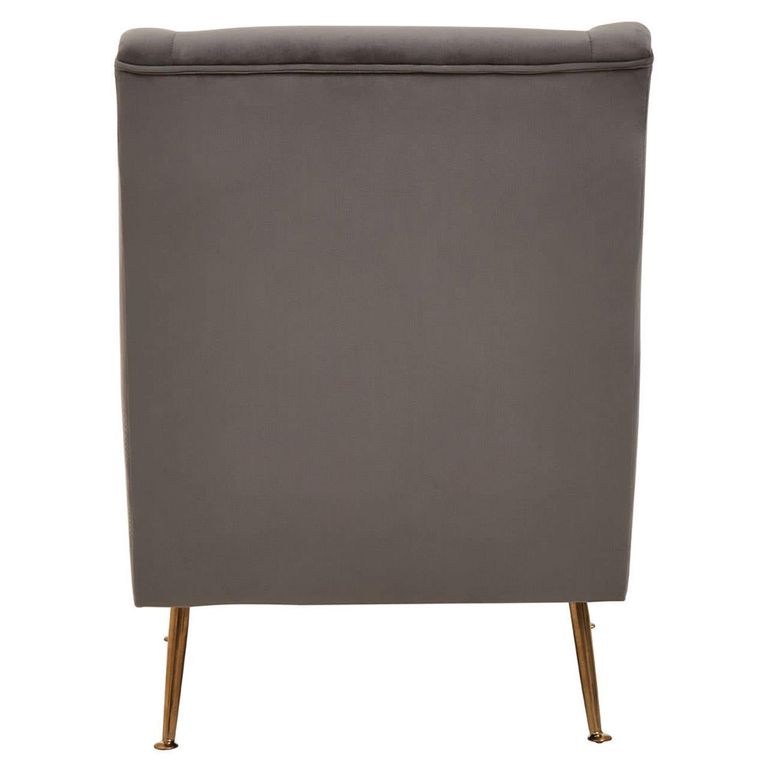 Doucet Armchair - Grey Velvet Fabric with Gold Legs