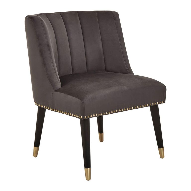 Doucet Chair - Grey Velvet Fabric