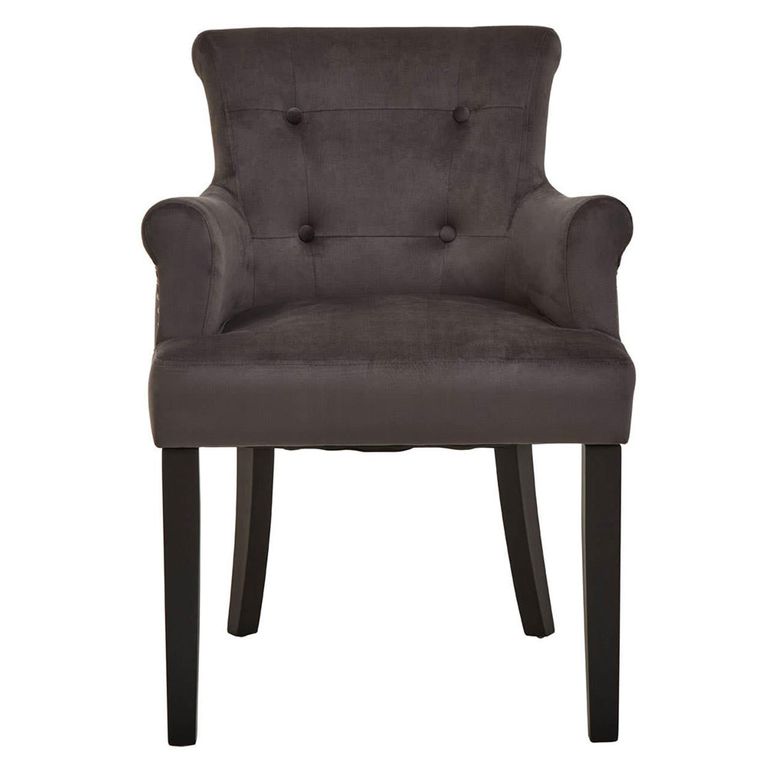 Doucet Chair - Grey Velvet Fabric with Ring Back