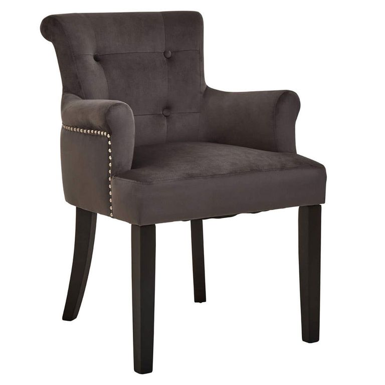 Doucet Chair - Grey Velvet Fabric with Ring Back