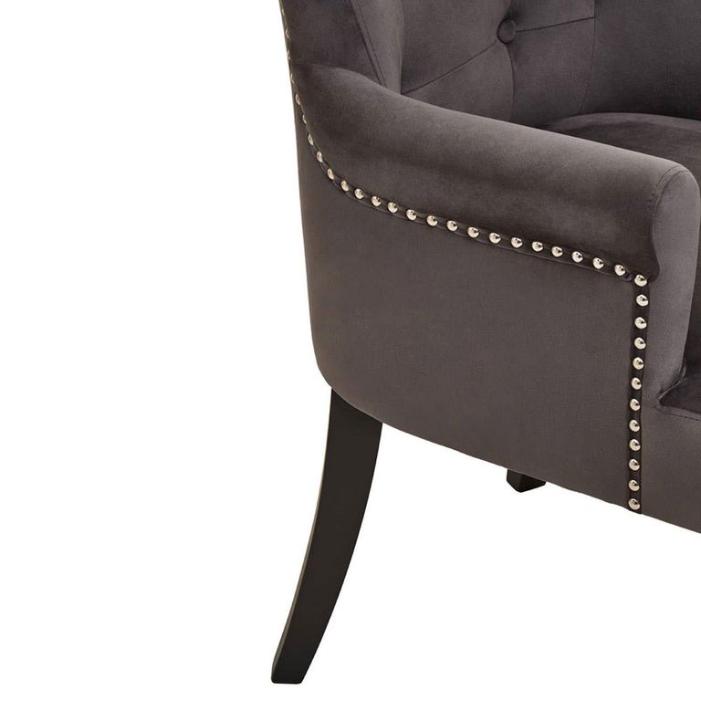 Doucet Chair - Grey Velvet Fabric with Ring Back