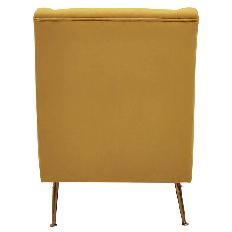Doucet Armchair - Yellow Velvet Fabric with Gold Legs